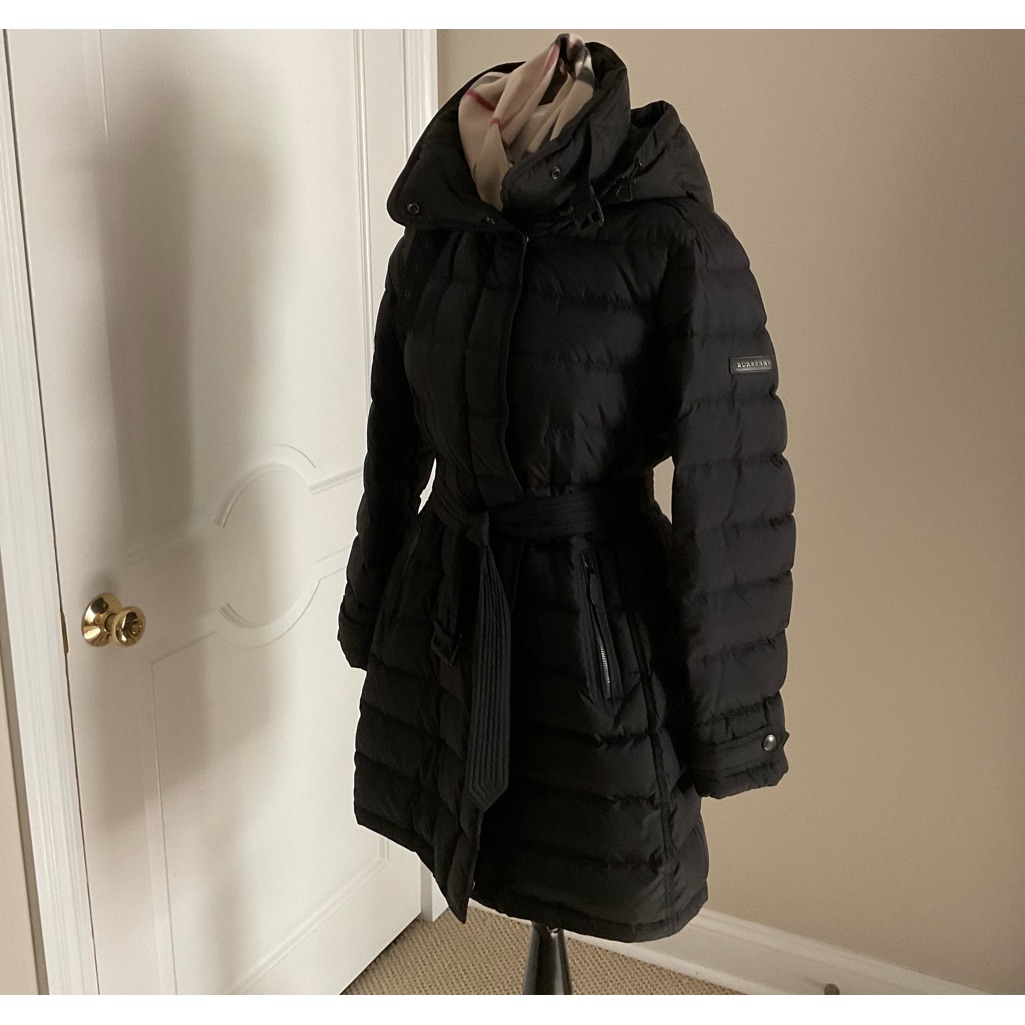 Burberry Winterleigh Black Mid Length Puffer Coat Size Xl